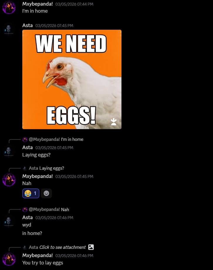 Laying eggs inside joke